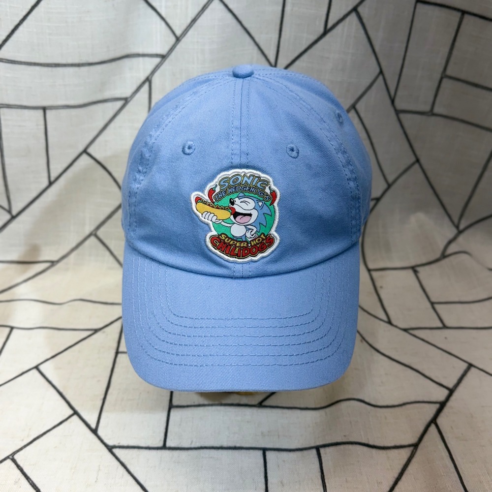 SEGA Sonic the Hedgehog Baseball Cap OSFM Blue Super Hot Chilidog Dad Hat